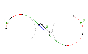 在路线中添加自由反向缓和曲线