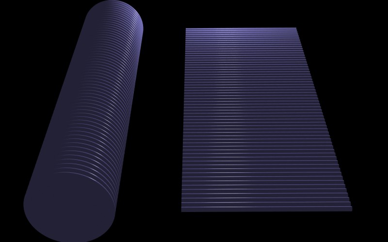 Many small adjacent cylinders