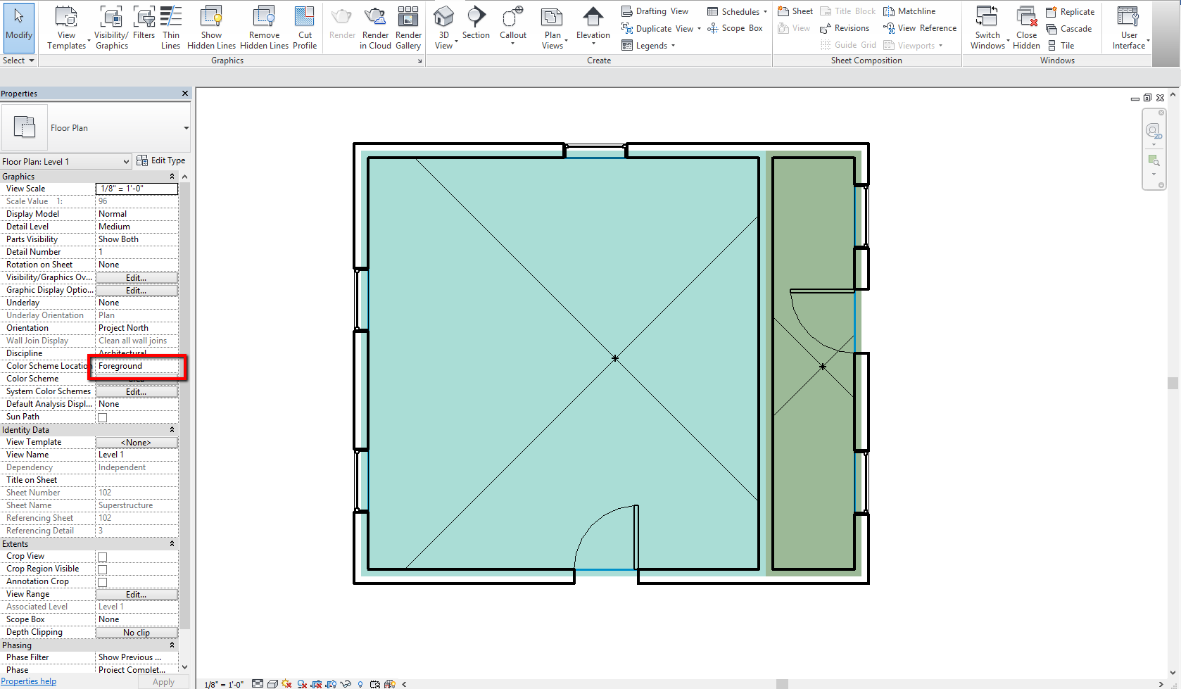 El Relleno De Color Fluye En Puertas Y Ventanas En Revit