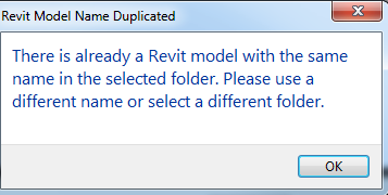 Esiste già un modello di Revit con lo stesso nome nella cartella