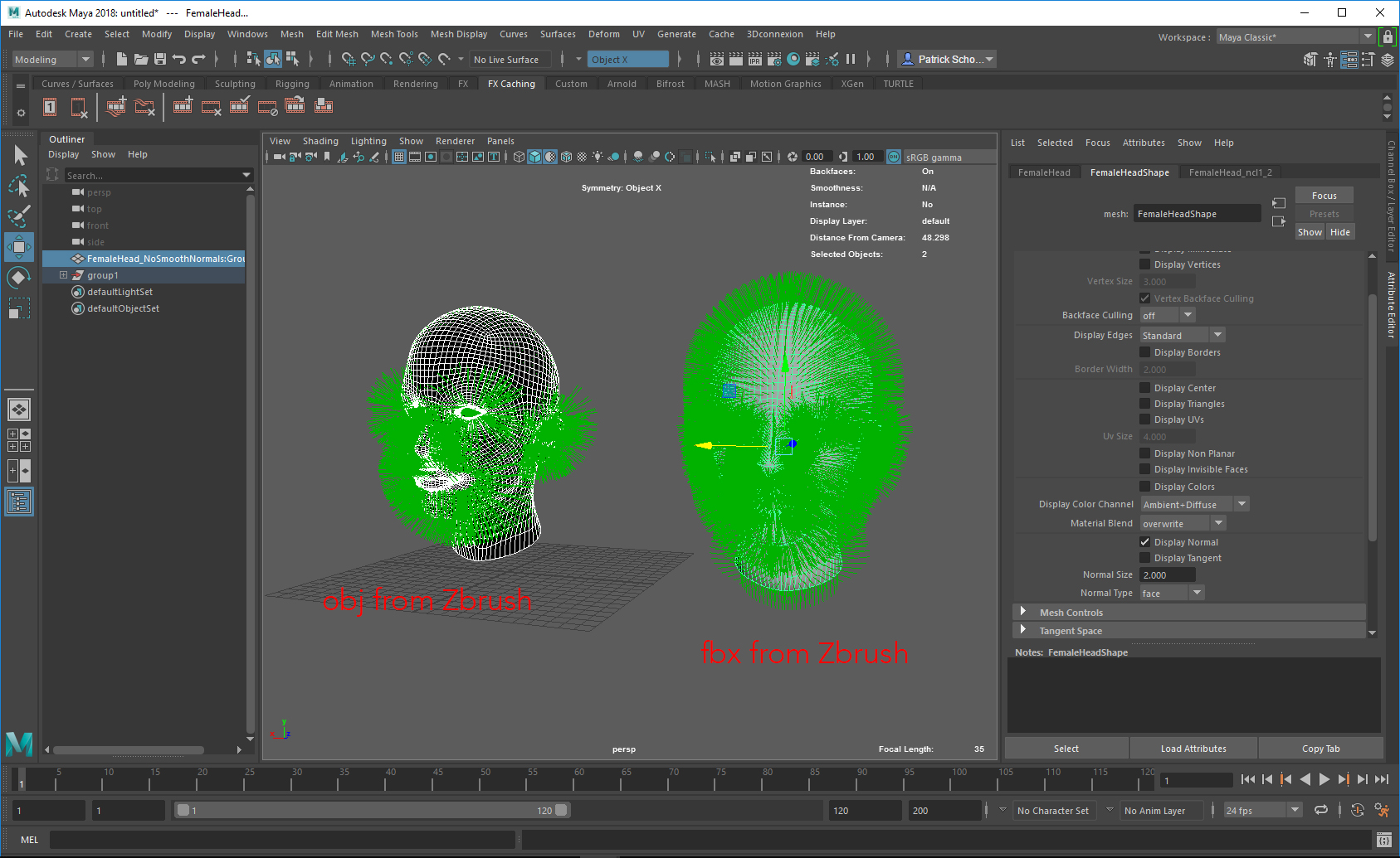 L exportation de Zbrush vers VRED via Maya rompt la géométrie