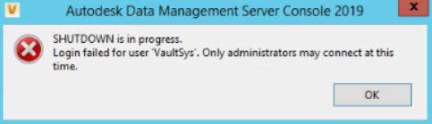 Shutdown In Corso Login Non Riuscito Per L Utente Vaultsys Al