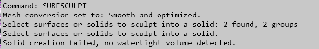 Quando Si Esegue Surfsculpt In Autocad Viene Visualizzato Il Messaggio