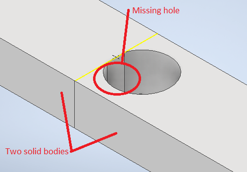 Ifeature Zeigt Bohrung Auf Sekund Rem Volumenk Rper In Inventor Nicht An