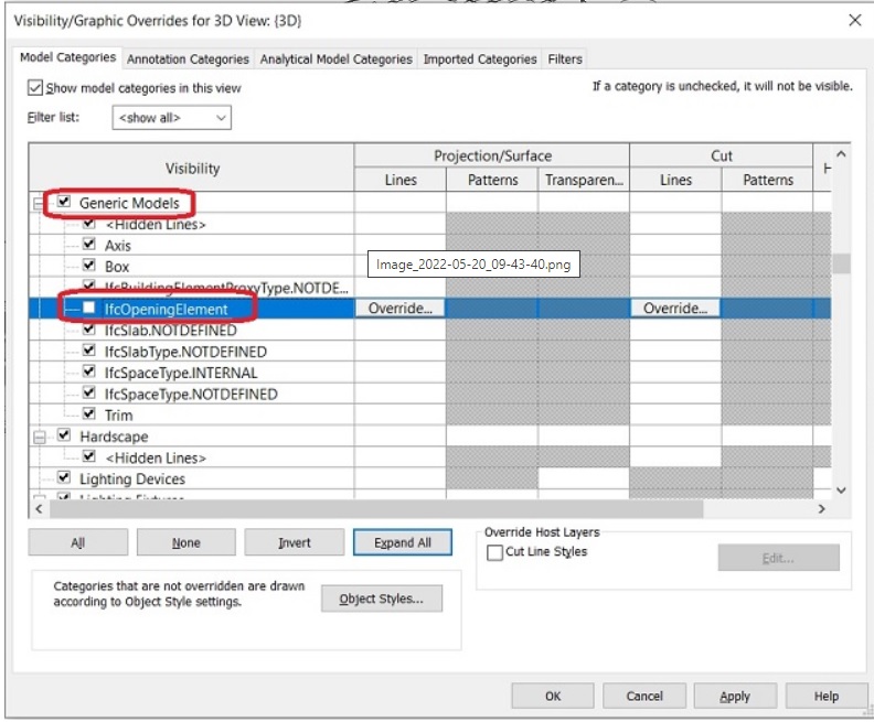 Aperture Visualizzate Come Caselle Importazione Di File Ifc In Revit