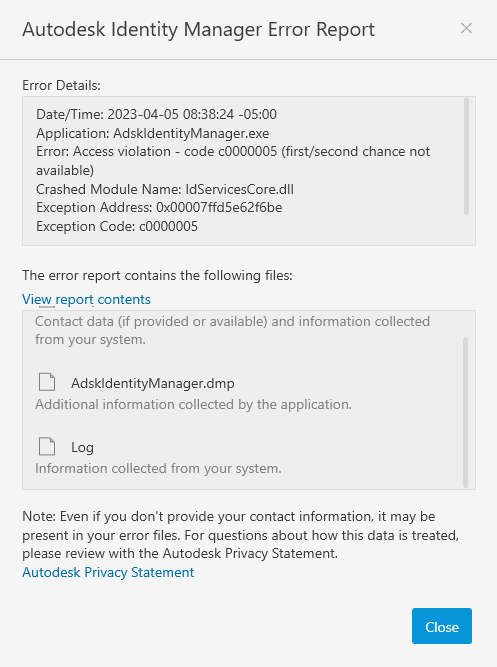Autodesk Identity Manager Crashes When Signing Into An Autodesk Product
