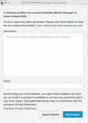 Autodesk Identity Manager Error Report When Clicking Sign In Option