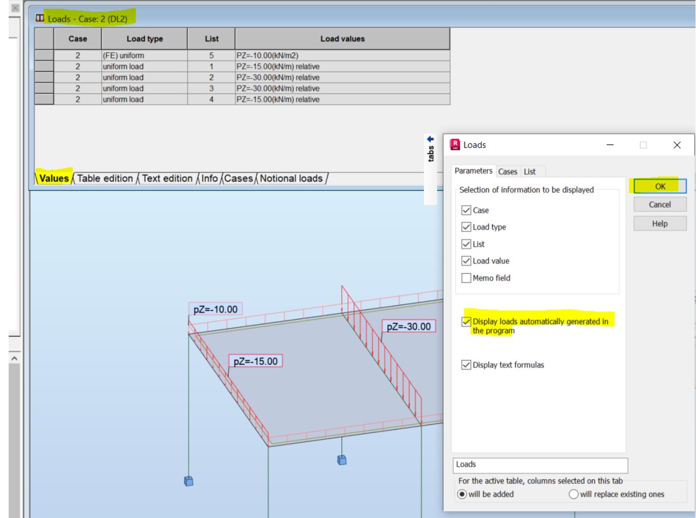 Is It Possible To Obtain Table Of Loads Transferred To Beams From