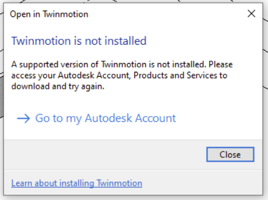 Twinmotion No Est Instalado Al Utilizar Abrir En Twinmotion En Revit