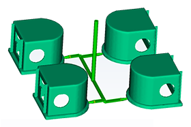 feed system for multi-cavity model