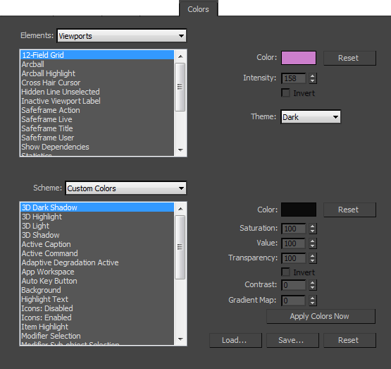 Thay đổi màu nền viewport 3ds max với sự hỗ trợ của color management. Xem hình ảnh trực quan về hiệu ứng đó lên khung nhìn chổng mông.