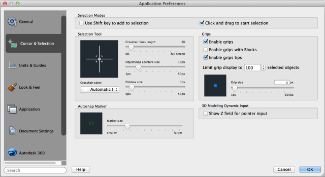 autocad full screen crosshair