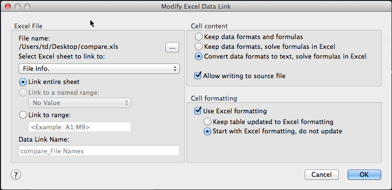 use url data link in excel for mac