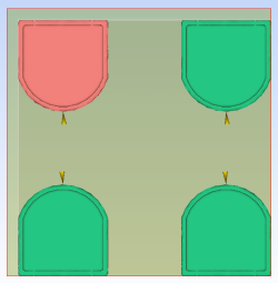 esquema de molde de quatro cavidades