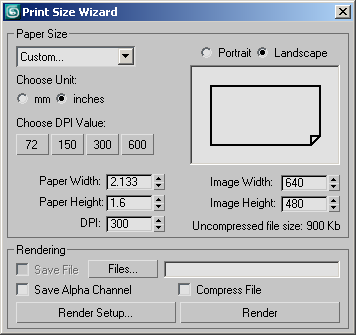 Print Size Wizard Dialog 3ds Max 16 Autodesk Knowledge Network