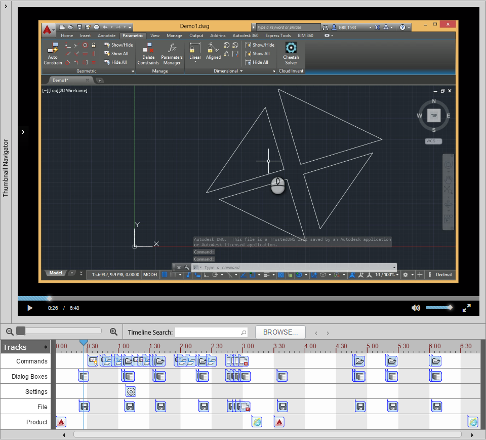 Screen capture of a Screencast recording