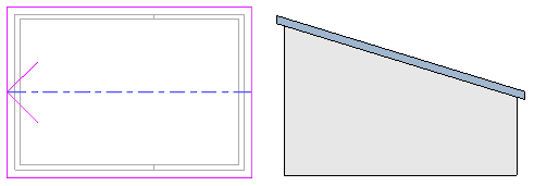 Пример плоской скатной крыши, созданной с направлением уклона
