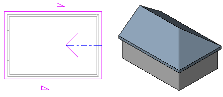 範例中的四坡屋頂建立具有斜度箭頭