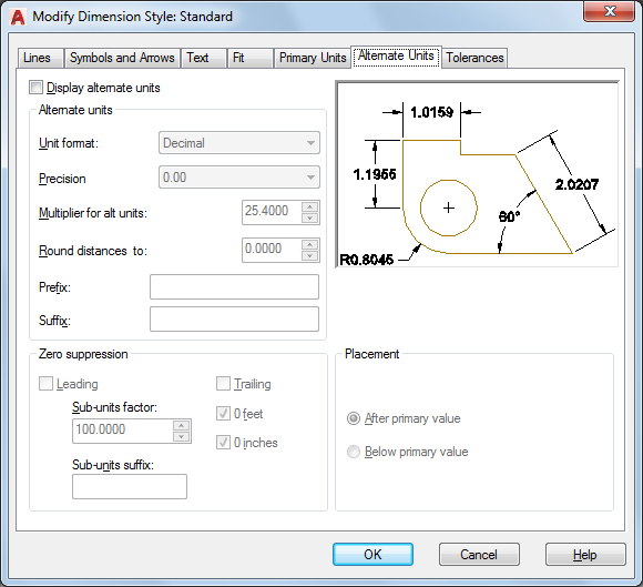 Alternate Units Tab Dimension Style Manager Autocad Lt 2017 Autodesk Knowledge Network