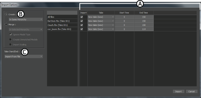 Import Options Window Motionbuilder 2017 Autodesk Knowledge Network