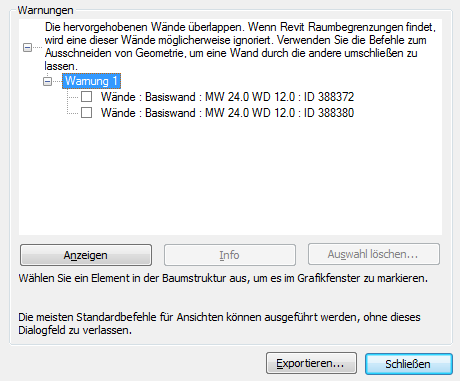 Suchen Nach Warnungen Fur Ausgewahlte Elemente Revit Produkte Autodesk Knowledge Network