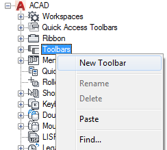 how to display toolbars in autocad 2018