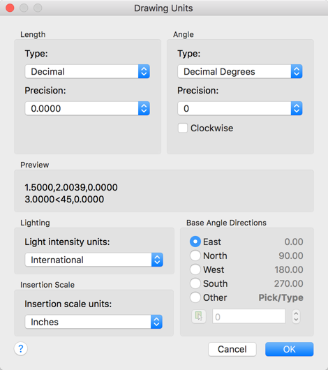 set up units for my autocad drawing mac