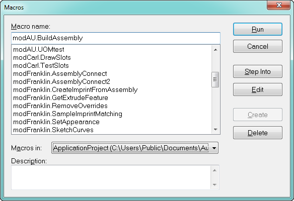 Macro dialog box