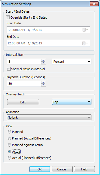 Simulation Settings Dialog Box
