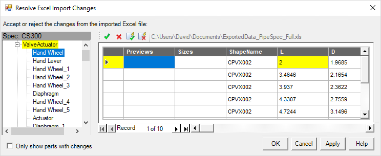 To Export and Import Spec Data