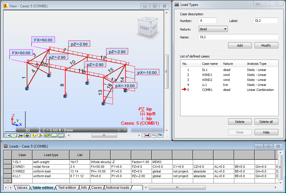 Frame Loading Simulation Define loads - 3D frame