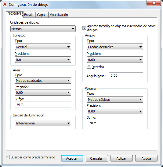 Configurar units autocad