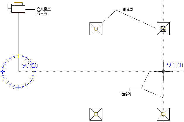 繪製單線風管(俯視圖)