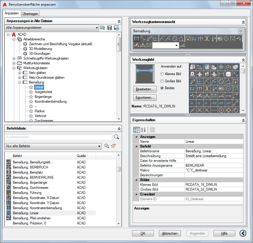 Registerkarte Anpassen Editor Benutzeroberflache Anpassen Autocad 2019 Autodesk Knowledge Network