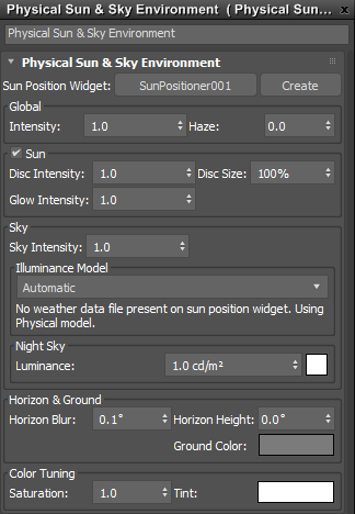 Physical Sun Sky Environment 3ds Max 19 Autodesk Knowledge Network