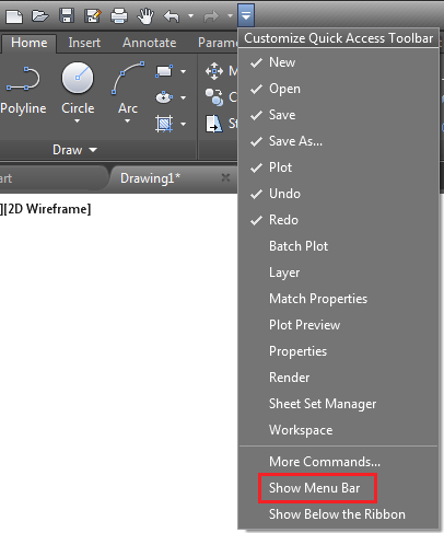 autocad 2007 toolbars missing