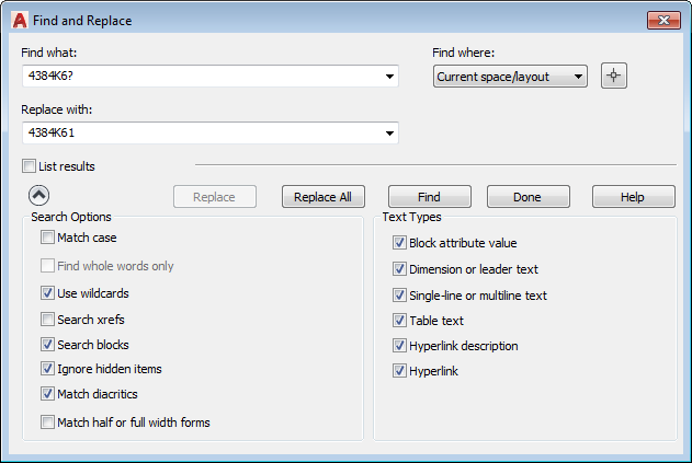 program autocad lisp find and replace text