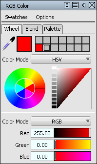 通过单击调色盘更改颜色.您可以在 hsv 颜色三角区中修改颜色的强度.