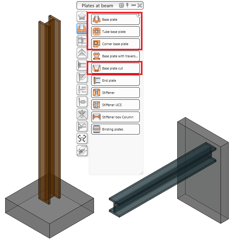 Create Base Plate Connections With A Support Concrete Element Advance Steel Autodesk Knowledge Network