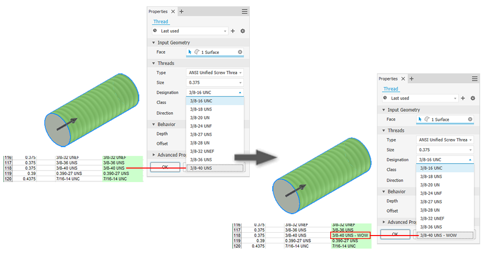 autodesk inventor 2013 excel thread file location