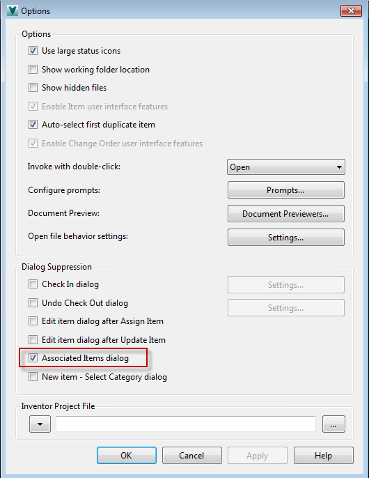 Configure Item Settings | Vault Products 2020 | Autodesk Knowledge Network