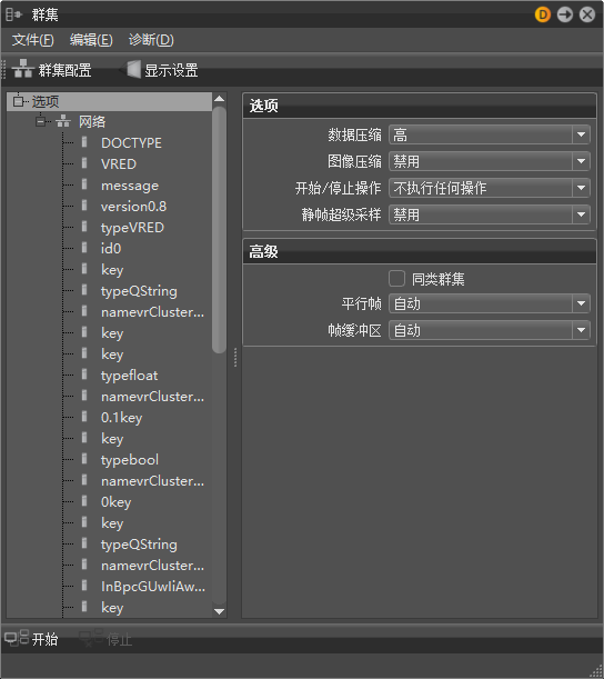 显示“群集选项”