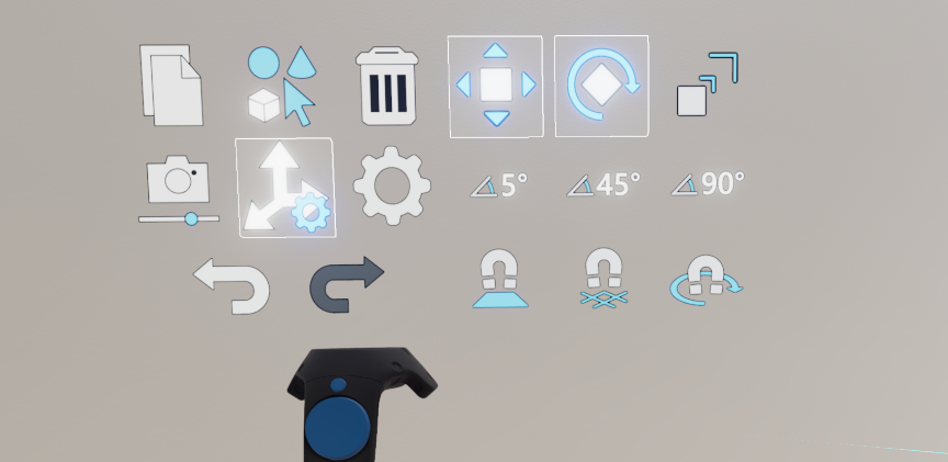 Transform settings sub-menu