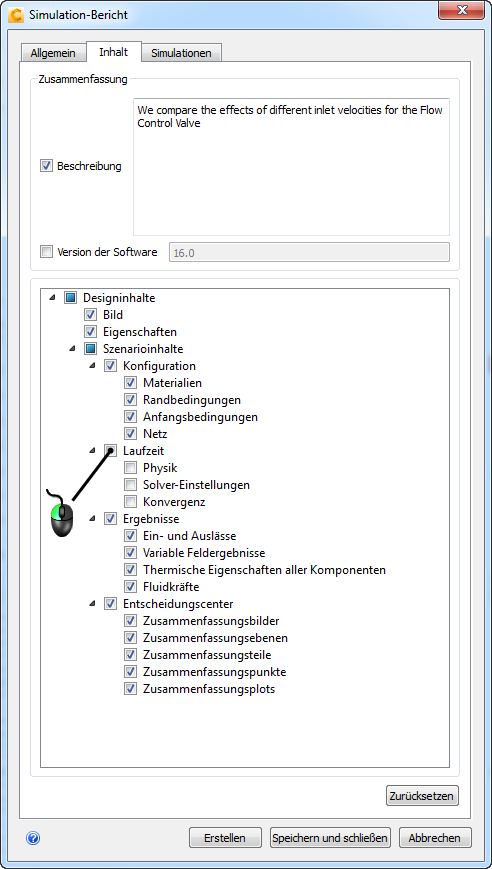 Registerkarte Inhalt