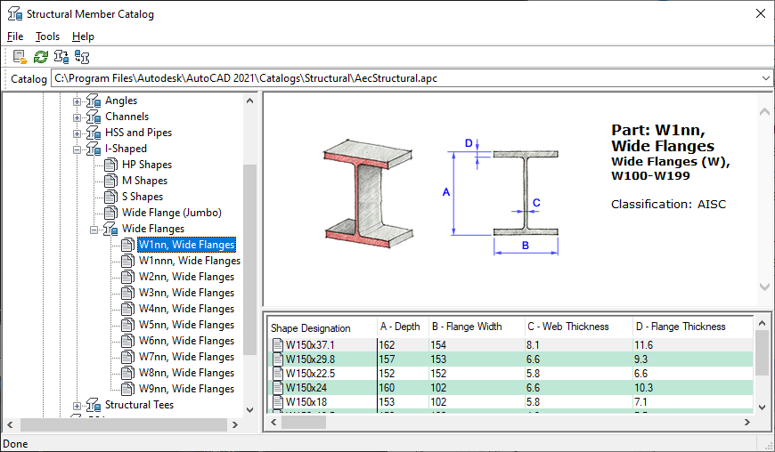 To Open the Structural Member Catalog