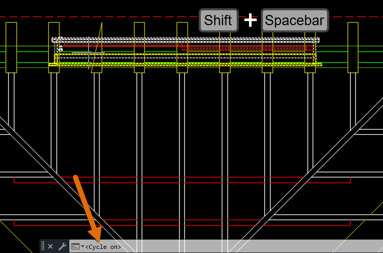 why does the box not open for slection cycling autocad mac