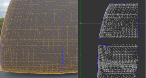 境界に沿って縫合する