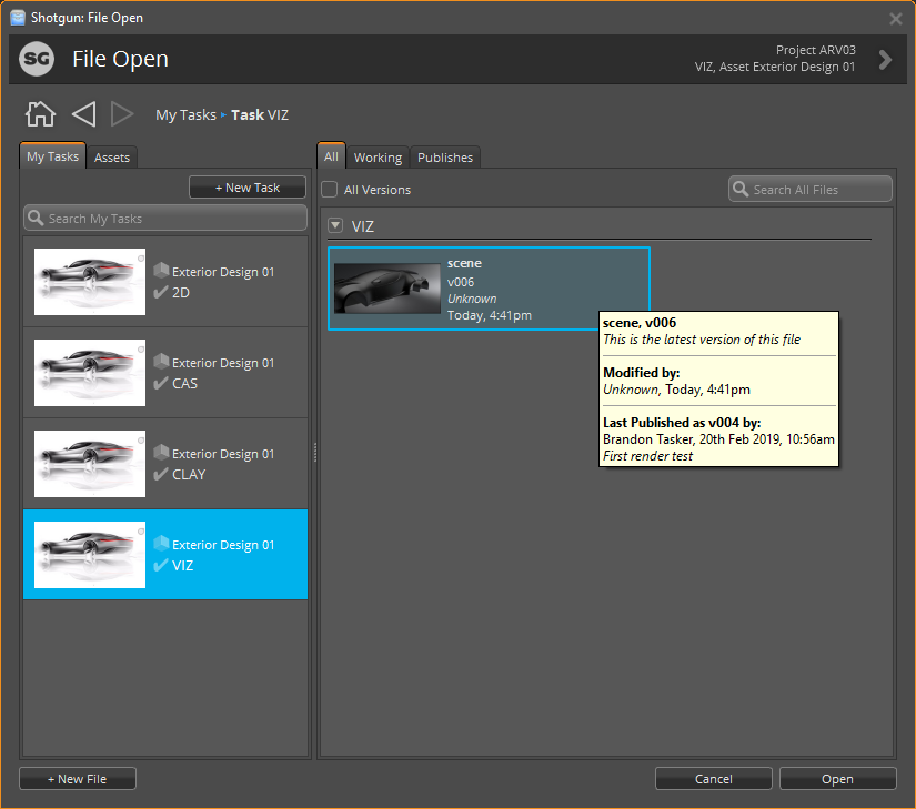 Shotgun's File Open window