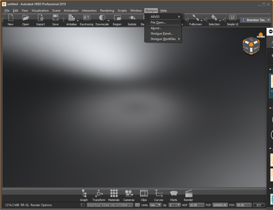 Shotgun menu (VRED engine)