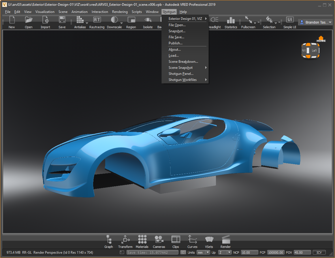 Shotgun's menu with other apps displayed